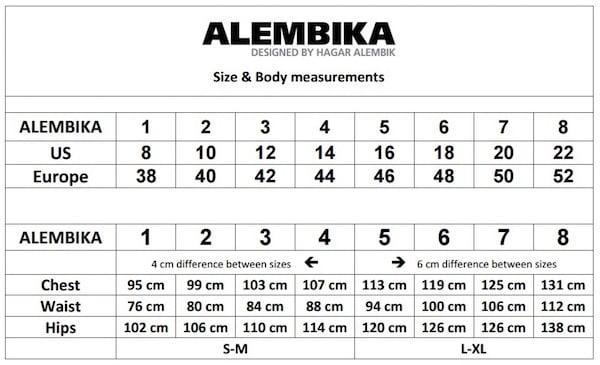 Alembika Size Chart