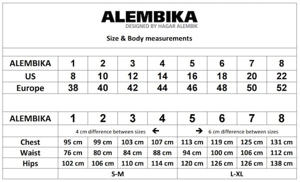 Alembika Size Chart: A Visual Reference of Charts | Chart Master