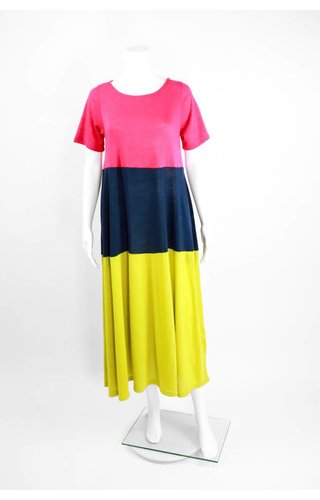 Alembika Short Sleeve Tri-Color Maxi Dress Alembika Short Sleeve Tri-Color Maxi Dress