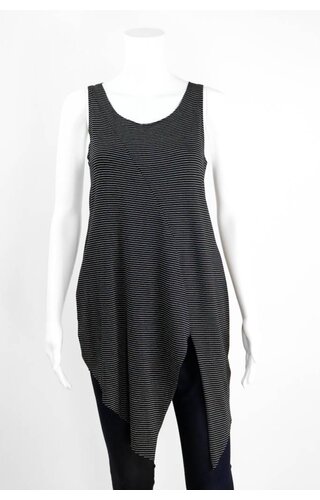Alembika Asymmetrical Hem Sleeveless Stripe Tank Alembika Asymmetrical Hem Sleeveless Stripe Tank