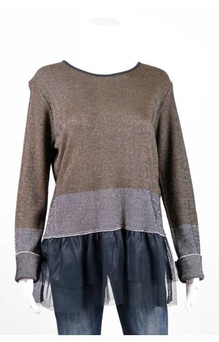 Cristina Gavioli Metallic Stripe Peplum Sweater Cristina Gavioli Metallic Stripe Peplum Sweater