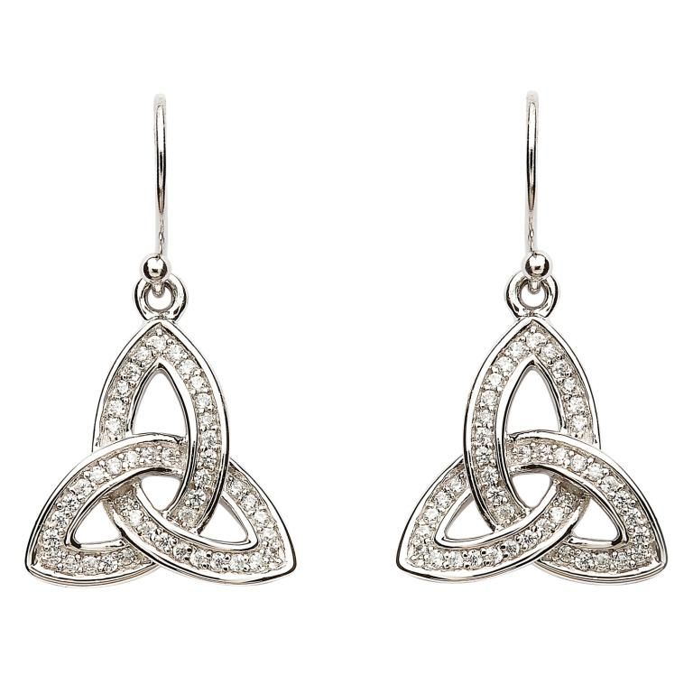Sterling Silver Cz Trinity Earrings Irish Crossroads Earrings Clearance Shanore Sterling Pave Trinity Final