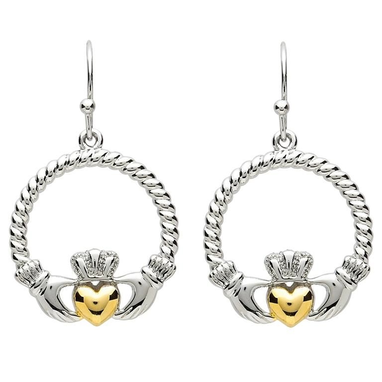 Earrings Platinumware Claddagh With Twist Heart Irish Earrings Platinumware Claddagh With Twist Heart