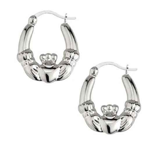 Solvar Sterling Lrg Claddagh Hoop Earrings Irish Crossroads Earrings Solvar Sterling Lrg Claddagh Hoop