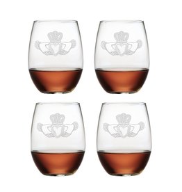 Drinkware Irish Crossroads Kitchen Accessories Claddagh Stemless Wine 21oz Gles