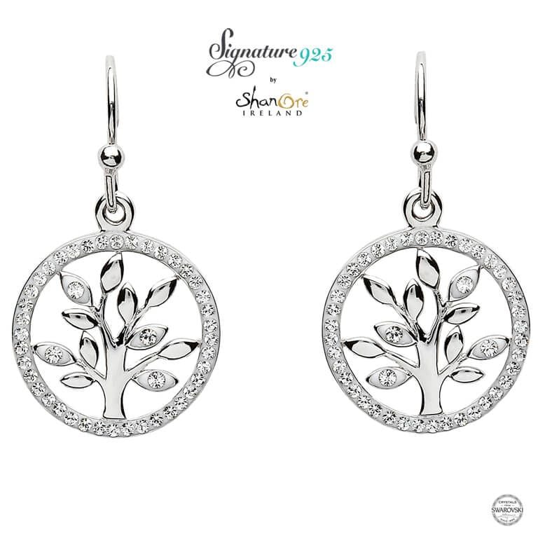 Signature 925 Tree Of Life Earrings With Swarovski Crystals Earrings Signature 925 Tree Of Life With Swarovski Crystals