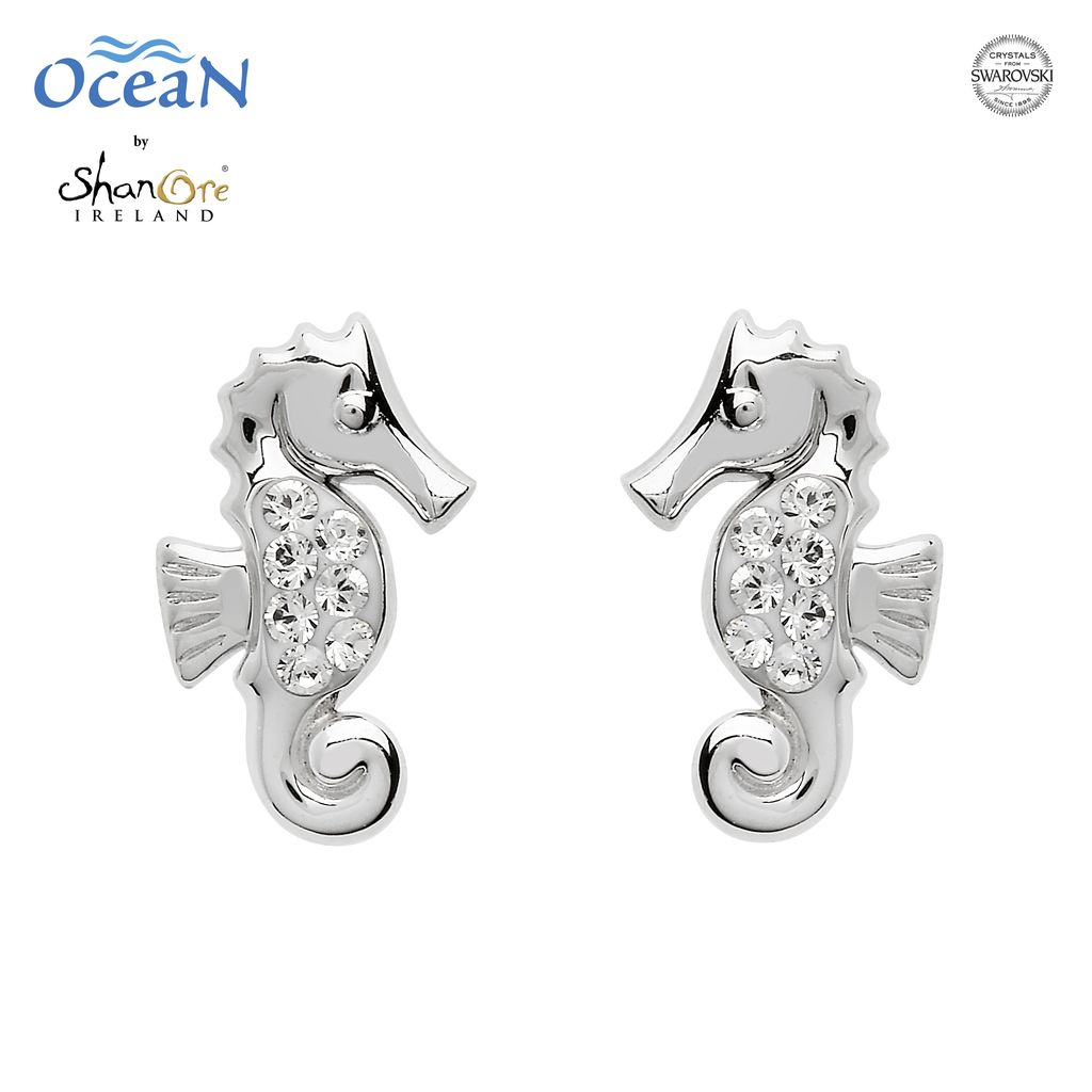 Oceans Sterling Mini Seahorse Stud Earrings With Swarovski Crystals Earrings Oceans Sterling Mini Seahorse Stud With Swarovski Crystals