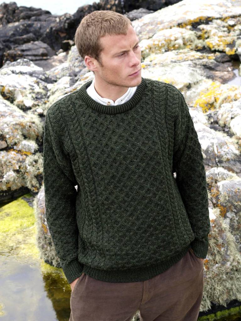 Loden Green Irish Sweater - Irish Crossroads