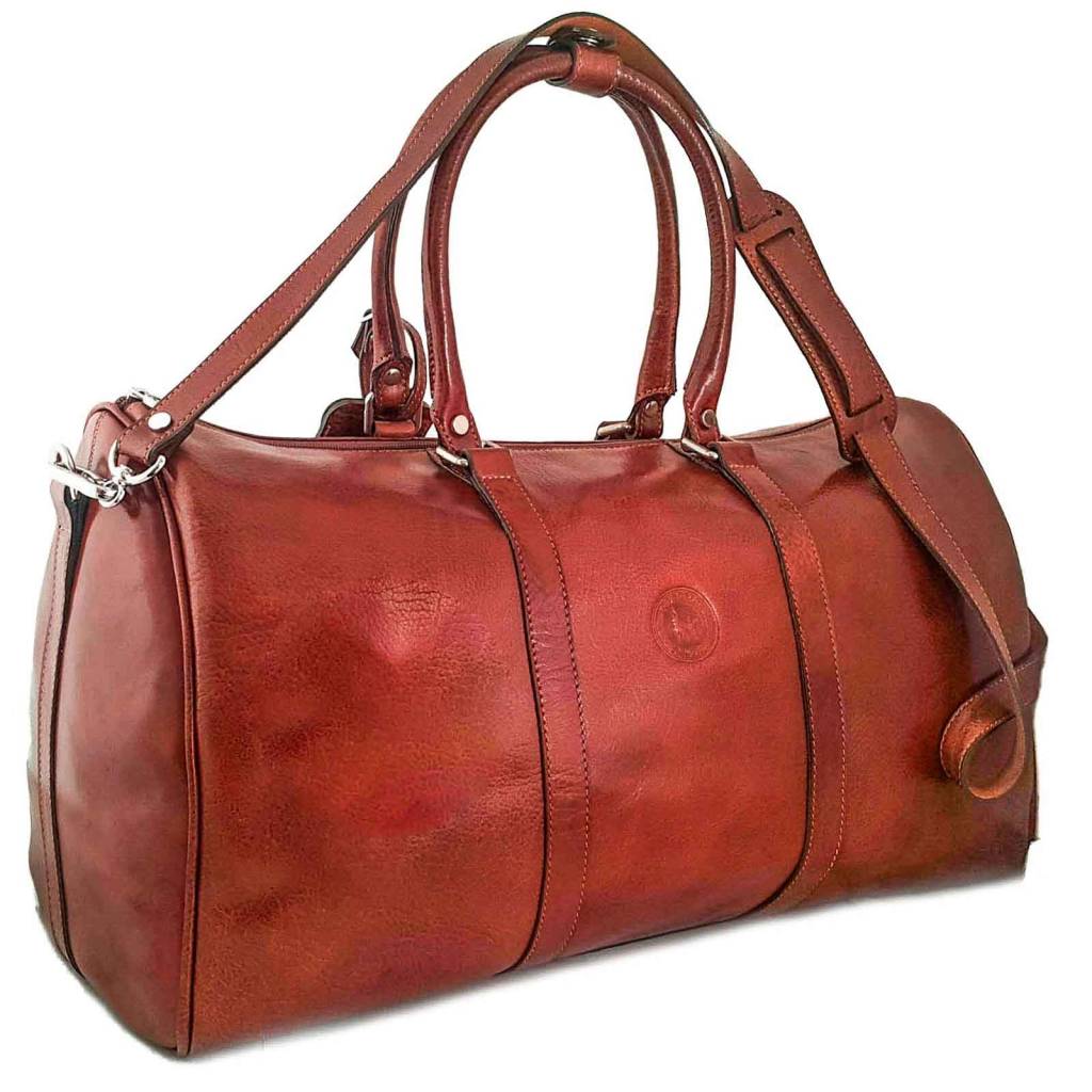 Los Robles Polo Time The Ombu Duffle Bag With Leather Shoulder Strap Cognac