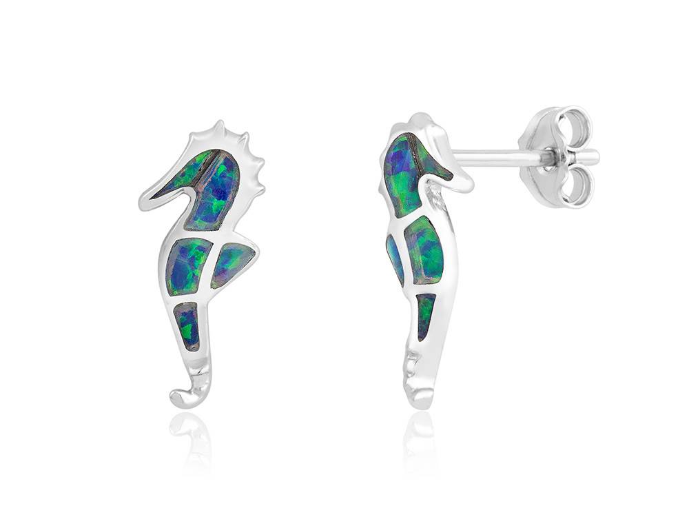 Opal Seahorse Stud Earrings Oceans Allure Opal Seahorse Stud Earrings