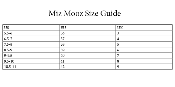 Miz Mooz Shoe Size Chart
