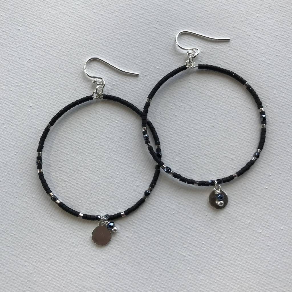 Mix Beaded Hoop Earrings Esz 4759 Blue Mix Beaded Hoop Earrings Esz 4759