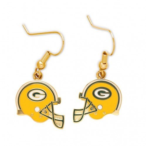 Green Bay Packers Helmet Dangle Earrings Packerland Plus Green Bay Packers Helmet Dangle Earrings