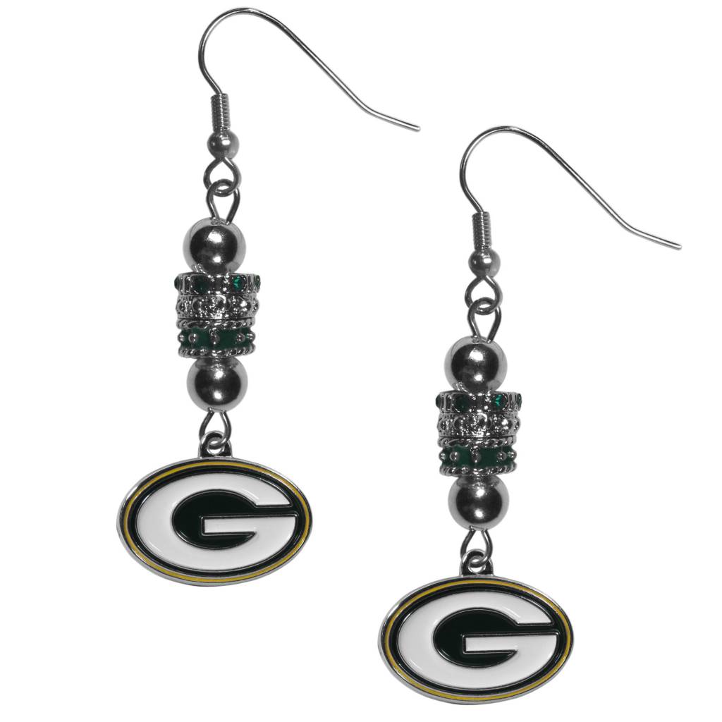 Green Bay Packers Euro Bead Dangle Earrings Packerland Plus Green Bay Packers Euro Bead Dangle Earrings