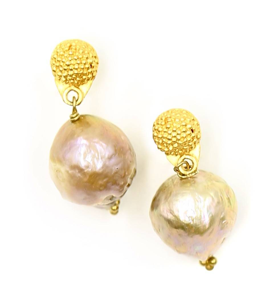 Baroque Pearl Single Drop Earrings Vermeil Post Gogo Jewelry Baroque Pearl Drop Earrings Vermeil Post