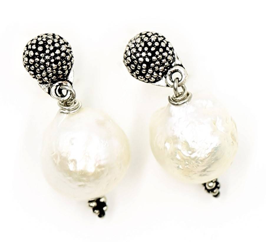 Baroque Single Pearl Drop Earrings Sterling Silver Post Gogo Baroque Pearl Drop Earrings Sterling Silver Post