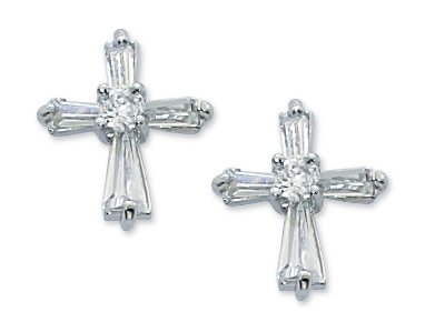 Mcvan Cubic Zirconia Cross Post Earrings Surgical Stainless Steel Mcvan Cubic Zirconia Cross Post Earrings Surgical Stainless Steel Posts