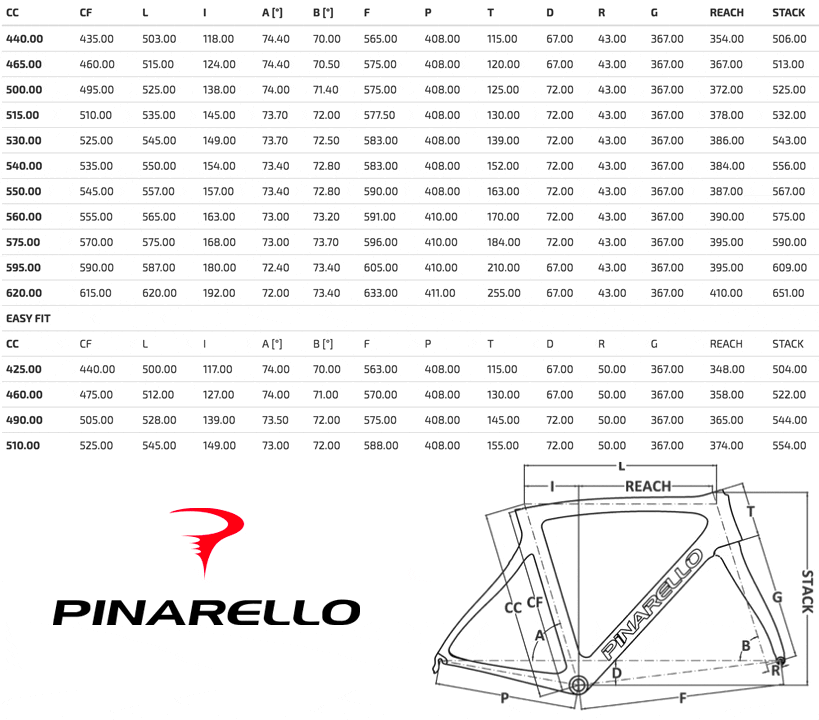 Pinarello Prince Size Chart