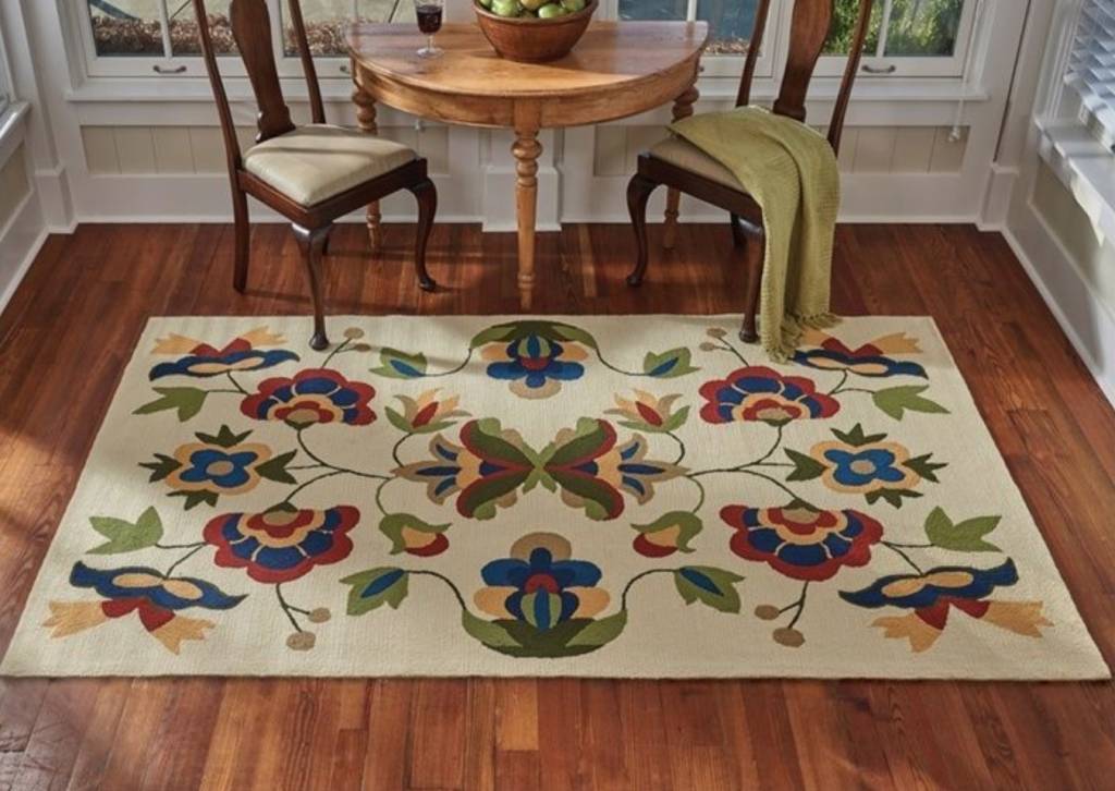 Vine & Blossom Hooked Rug Country Floor Coverings Nana's Farmhouse