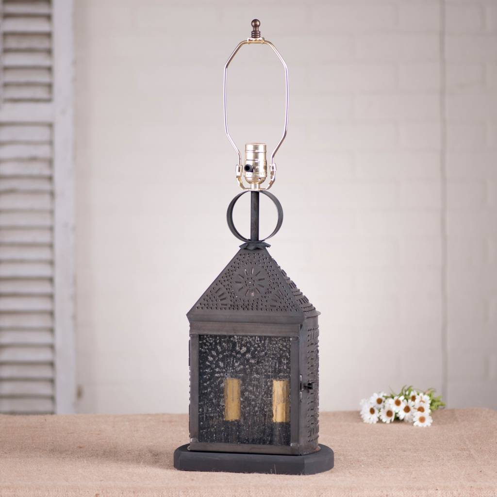 Punched Tin Lamp Harbor Base Nana S Farmhouse Harbor Lamp Base With Chisel In Blackened Tin