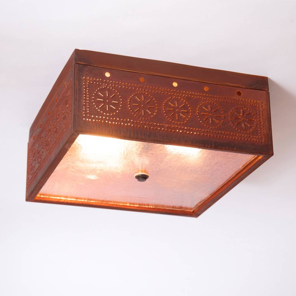 Punched Tin Ceiling Lights Square Light With Chisel Irvin S Tinware Square Ceiling Light With Chisel