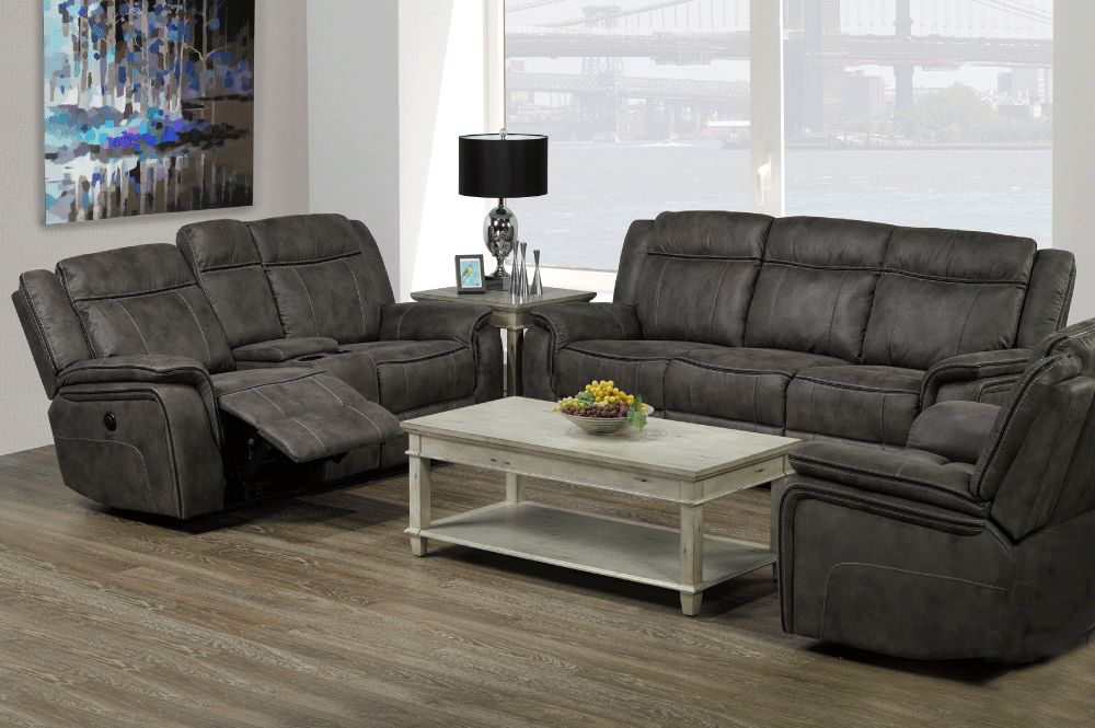 T 1417 3pc Recliner Living Room Set Grey Furniture Deco Depot Recliner Living Room Set Grey