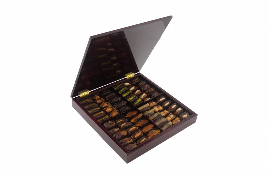 Dark Wood Grain Luxury Gift Box with Dates - Caramelized ...