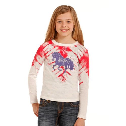 Panhandle Slim Girl's Shirt Red Tie Dye, Purple Horse G4T3365 Panhandle Slim Girl's Shirt Red Tie Dye, Purple Horse G4T3365
