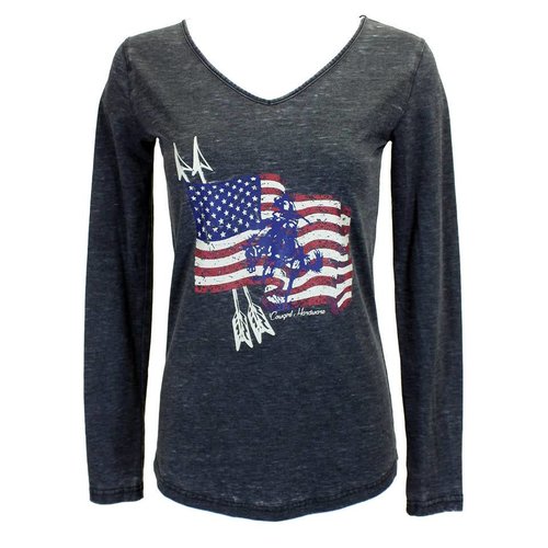 Cowboy Hardware Bronc Flag V-Neck LS Cowboy Hardware Bronc Flag V-Neck LS