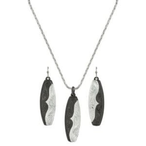 Montana Silversmith Yoke Ripple Jewelry Set Blk/Silver Montana Silversmith Yoke Ripple Jewelry Set Blk/Silver