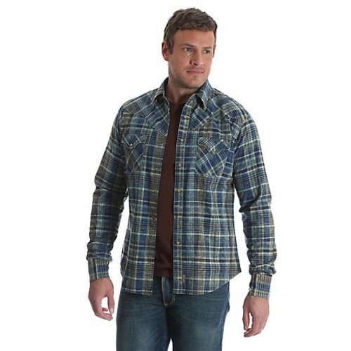 Wrangler Retro Blue/Green Plaid Western Shirt MVR382M Wrangler Retro Blue/Green Plaid Western Shirt MVR382M