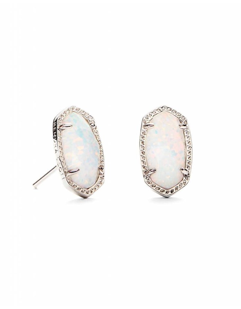 Kendra Scott Ellie Stud Earrings In White Opal On Kendra Scott Ellie Stud Earrings In White Opal On Silver