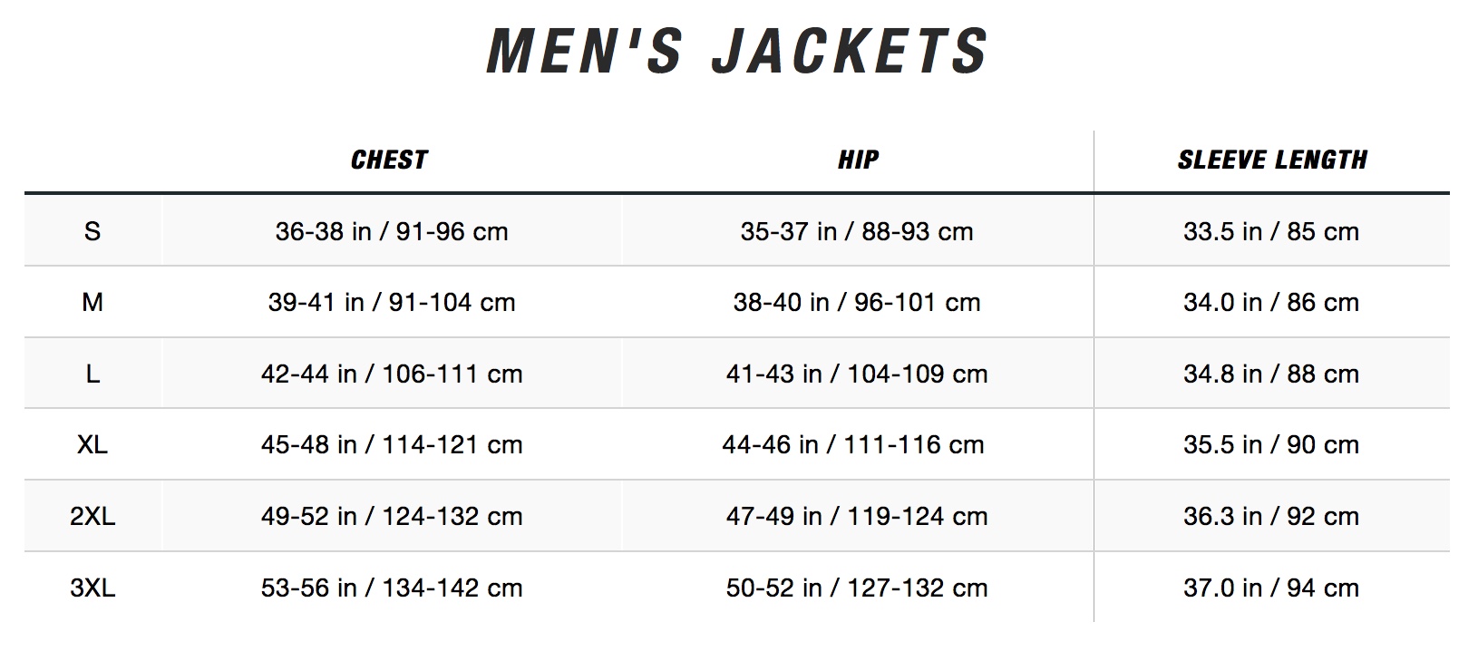 North Face T Shirt Size Chart