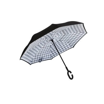 Houndstooth Inverted Umbrella, Black/Gray