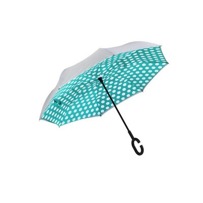 Polka Dot Inverted Umbrella, Mint/Gray