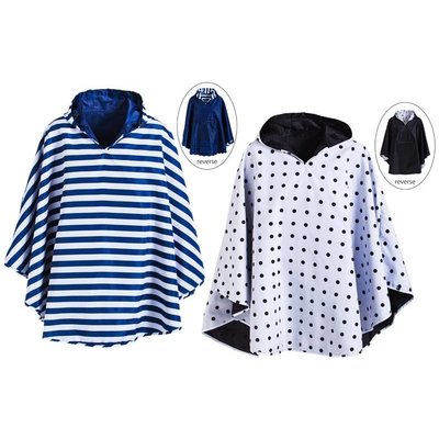 Reversible Rain Poncho, 2 Asst, Navy, Black