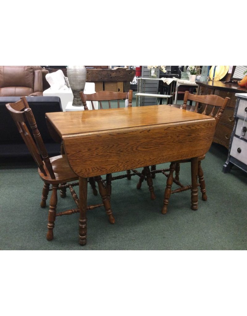 Solid Oak Drop Leaf Dining Table W 3 Chairs Heirloom Home Solid Oak Drop Leaf Dining Table W 3 Chairs