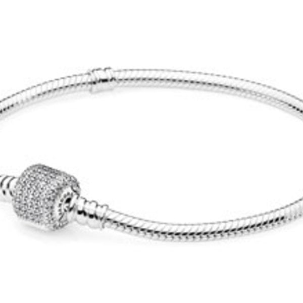 Sterling Silver W Signature Clasp Clear Cz 19 Memories Jewelry Clear Pave Moments Bracelet Size 19