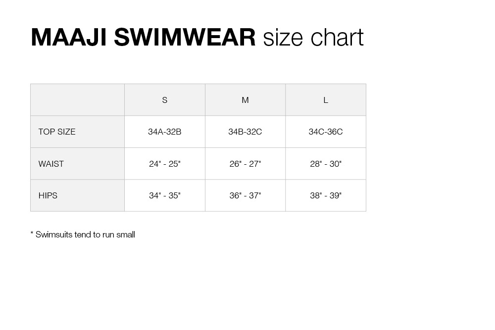 Maaji Swim Size Chart