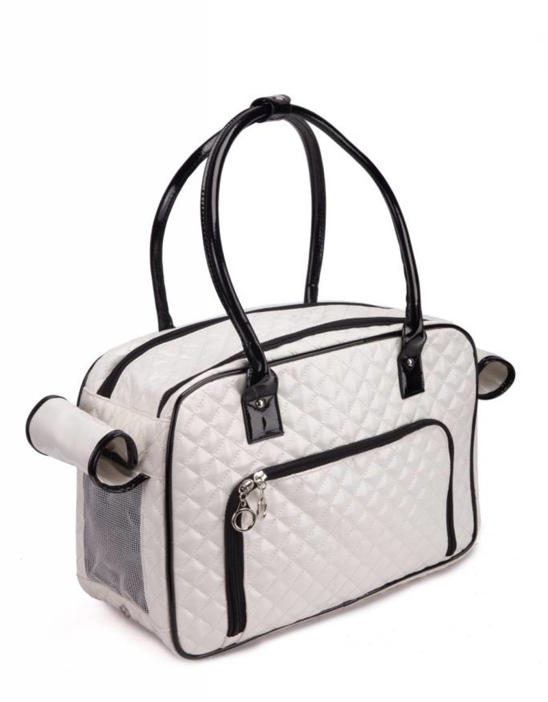 Strip Design Airline Roved Pet Carrier Travel Bag Handbag Quality Pu Leather Pet Carrier Small Dog Bag Luxury Diamond Quilted Outdoor Travel