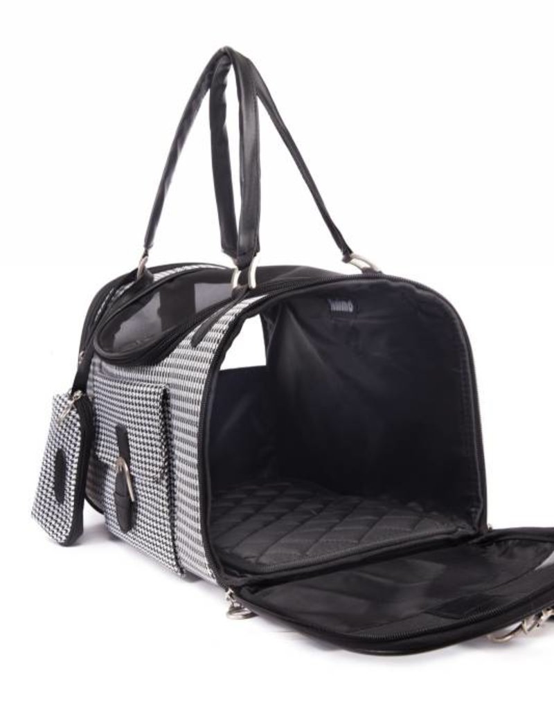 Black White Airline Roved Pet Carrier Travel Bag With Purse Luxury Pet Carrier Travel Bag Outdoor Foldable Tote