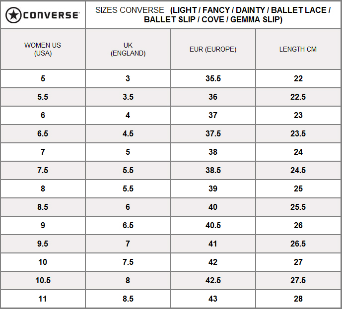 converse size conversion