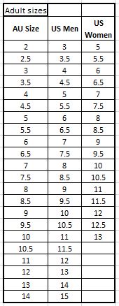 blundstone shoe sizing