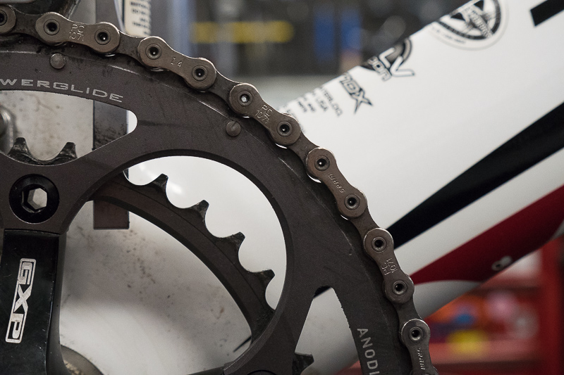 Worn bicycle chain and chainring