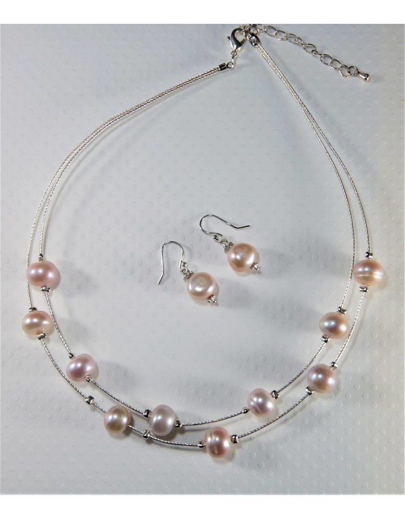 Pink Freshwater Pearl Wire Necklace Earrings Sb Jewelry Designs Sb Jewelry Designs Pink Freshwater Pearl Wire Necklace Earrings