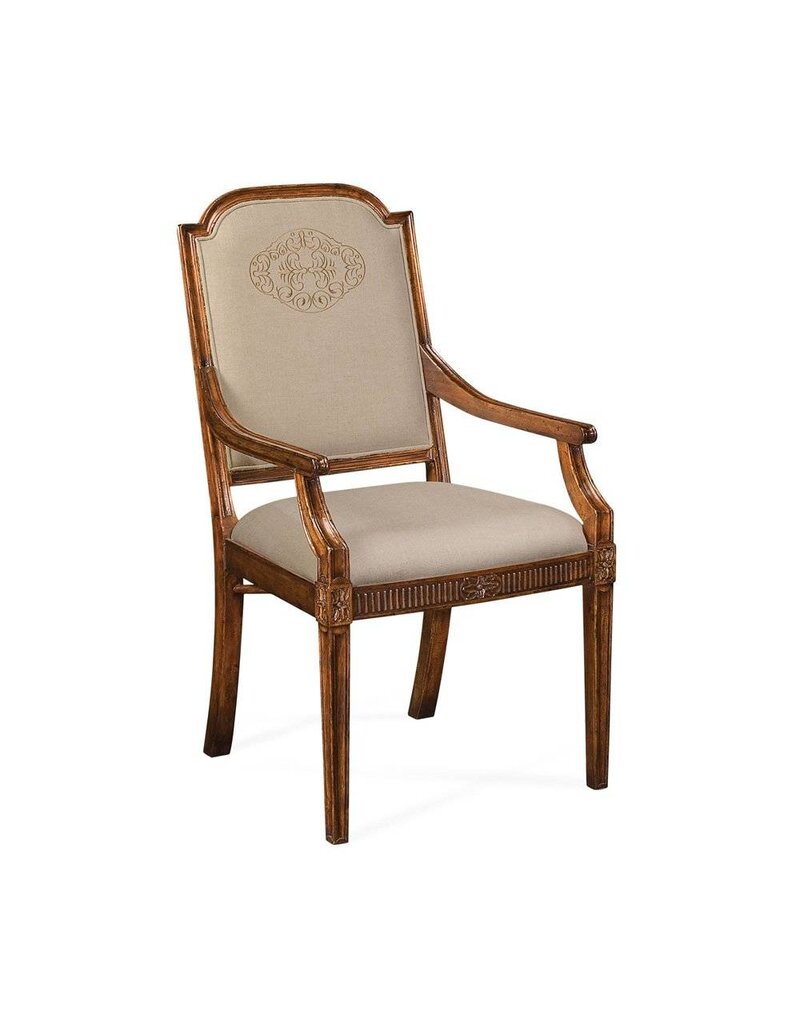 Jonathan Charles Upholstered Dining Chair With Gold Embroidery Jonathan Charles Upholstered Dining Chair With Gold Embroidery