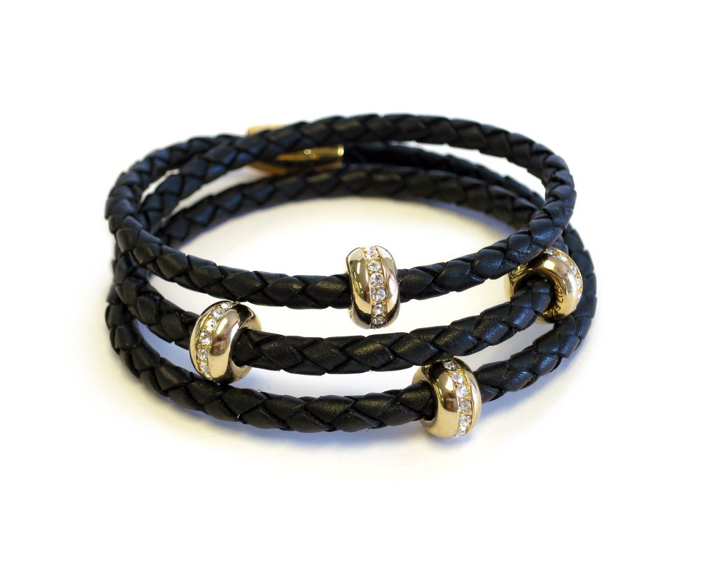 Liza Schwartz Karma Gold Triple Wrap Bracelet The Pea Boutique Liza Schwartz Karma Gold Triple Wrap Bracelet In Black