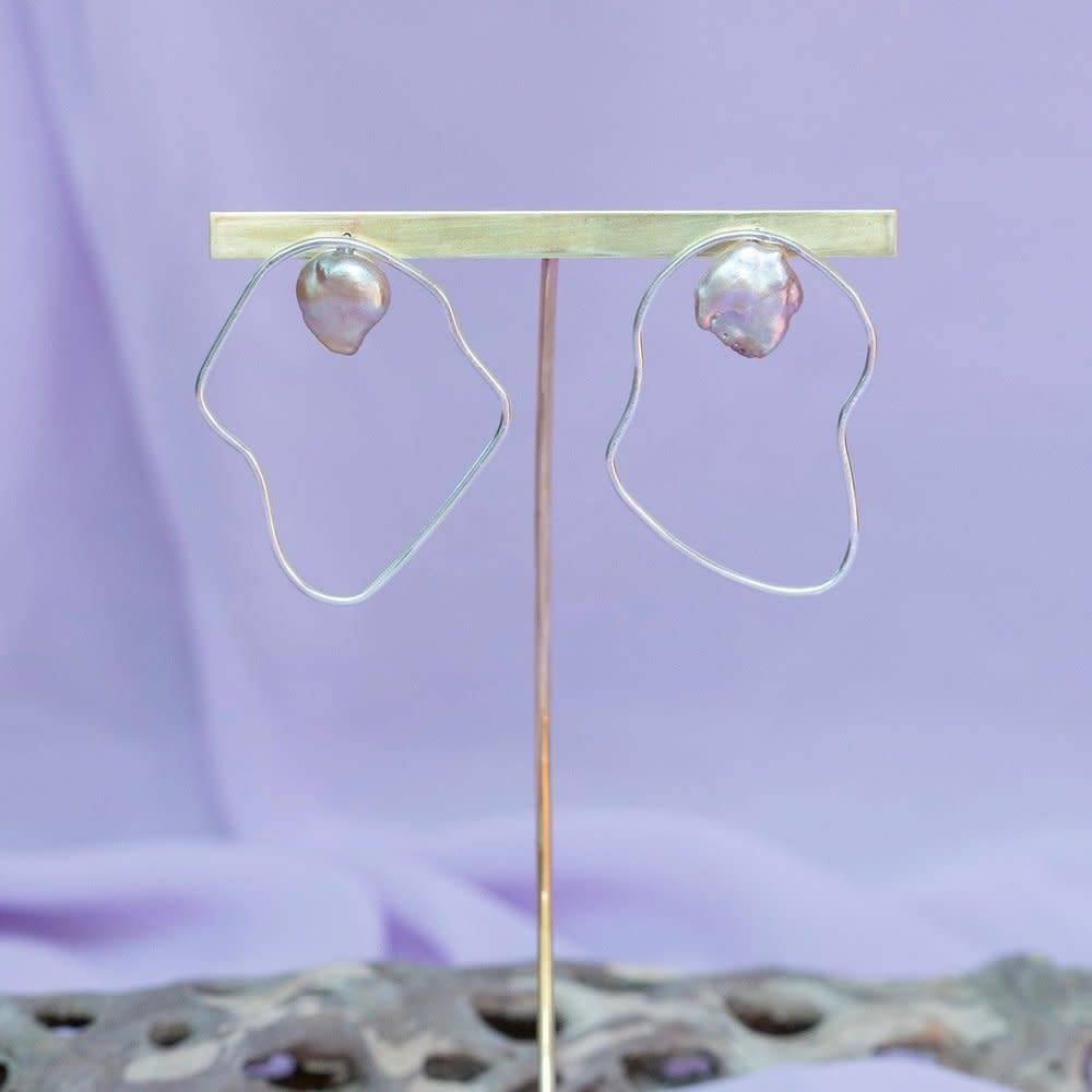 Slate Stone Oyster Pearl Earrings Eskell Slate Stone Oyster Pearl Earrings