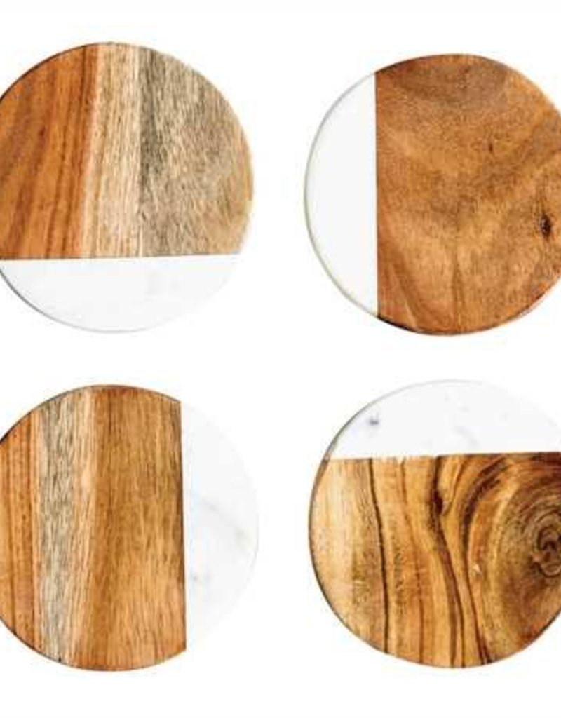 Round Marble Wood Coasters Rustic Roots Round Marble Wood Coasters