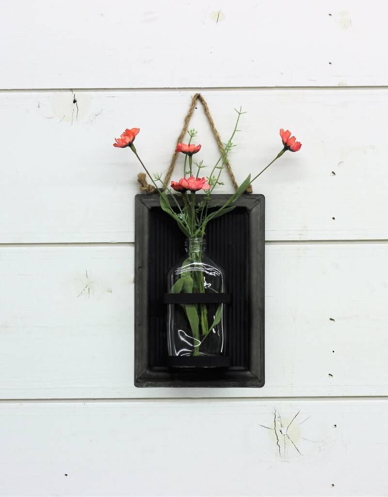 Hanging Bottle Vase With Tin Black Background Hanging Bottle Vase With Tin Black Background